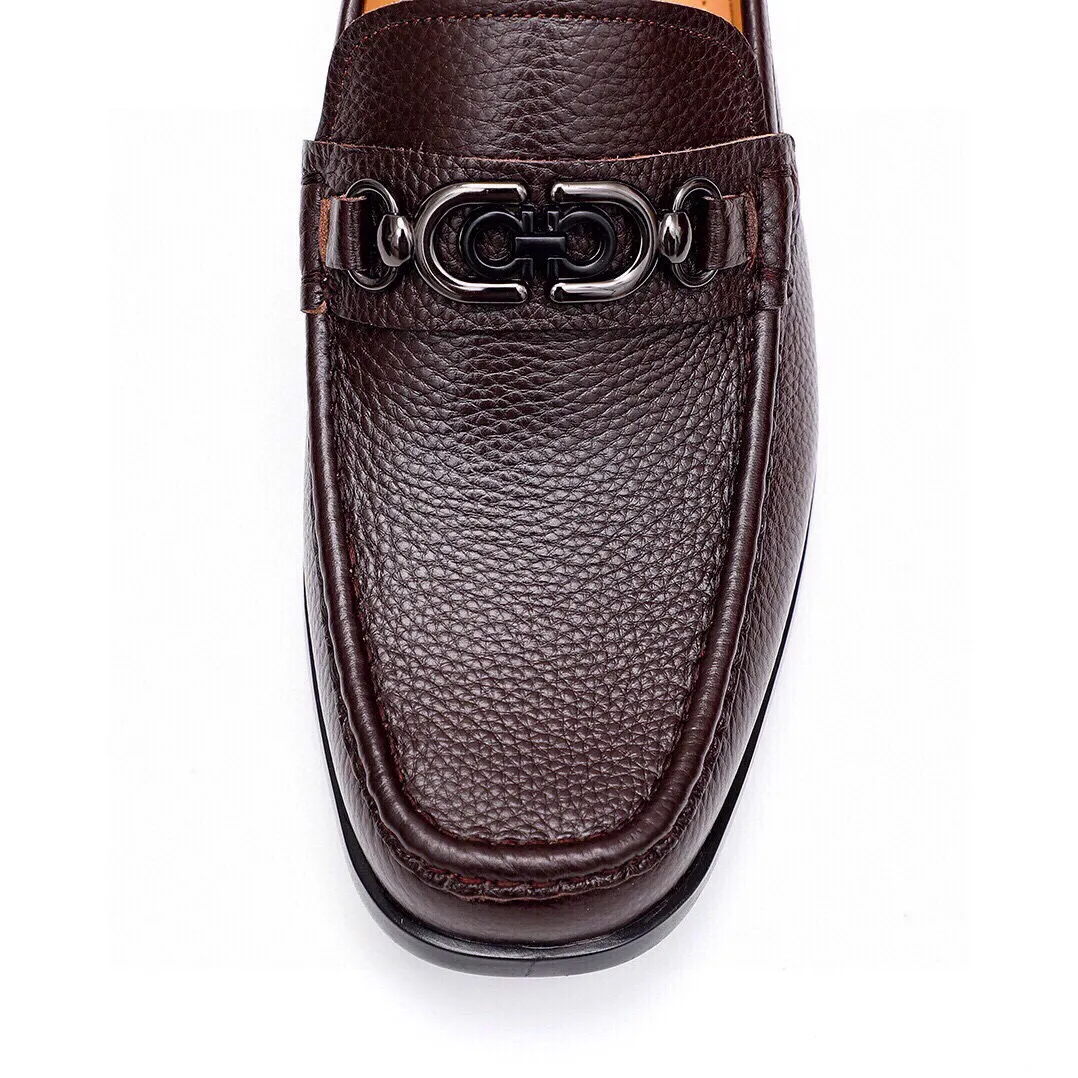 Men's shoes 💰520 💐[Ferragamo/Ferragamo] New 🐲Ferragamo* Ferragamo classic formal leather shoes! It uses imported first-layer pebbled cowhide leather upper + luxurious hardware buckle, and the inner first-layer comfortable cowhide leather lining! Original rubber outsole! Code number 38-44 (45🉑️customized)
